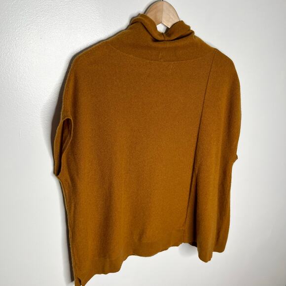 Anthropologie Short Sleeve Cashmere Sweater Womens XS Rust Orange Cowl Neck - Picture 7 of 11